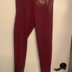 Adidas Maroon Leggings with Graphic Design